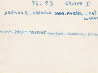Photo des noms de l'équipe de foot de 1984-1985