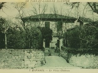 Carte postale de l'entrée du chateau d'Espanel