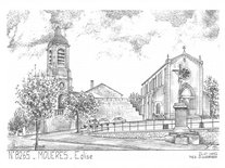 Carte postale de l'église de Molières